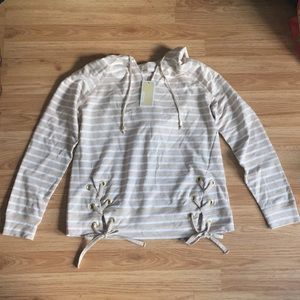 Michael Kors Striped Top with Gold Accents